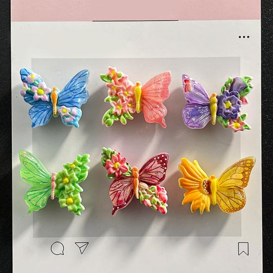 6Pcs Resin Butterfly Refrigerator Magnet 3D Flower Butterfly Fridge Magnet Home Kitchen Office Whiteboard Locker Magnetic