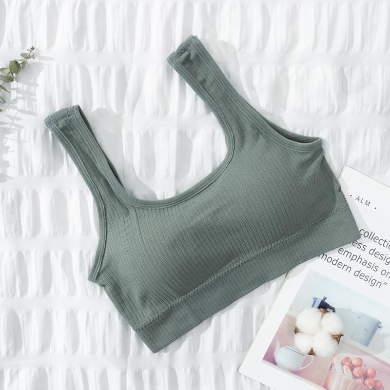 Fashion Women's Solid Color Vest U-shaped Beautiful Back Bra Without Steel Ring Vest Integrated Latex Breast Pad Underwear