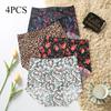 Printed Seamless High Waisted Underwear for Women Made Silk Waist Cinching Hip Lifting Design Large Size Summer Thin Cotton Crotch Triangle Panties
