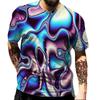 Геометрическая форма Креативный дизайн Цветной вихрь 3D-принт Футболка Повседневная уличная мужская футболка