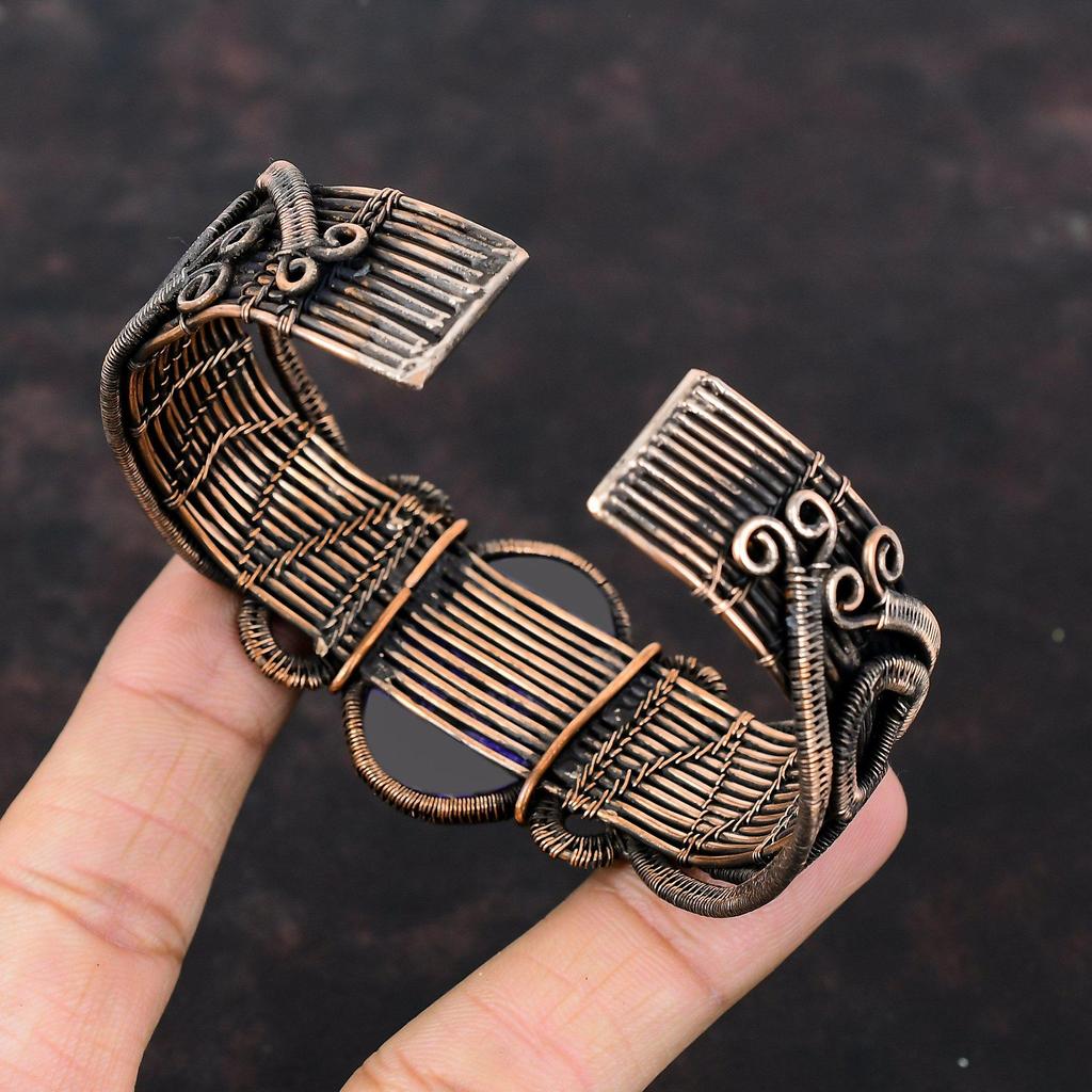 Марокканский браслет с трещинами в грязи ископаемого браслета, медная проволока, браслет-манжета, регулируемый браслет ручной работы, браслет с драгоценными камнями, медные украшения, свадебный подарок