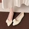 Мода 2025 Новые Женские Универсальные Темпераментные Туфли-балетки с Острым Носком и Бантом Весна Лето Новые Модные Элегантные Удобные Платье Балетки