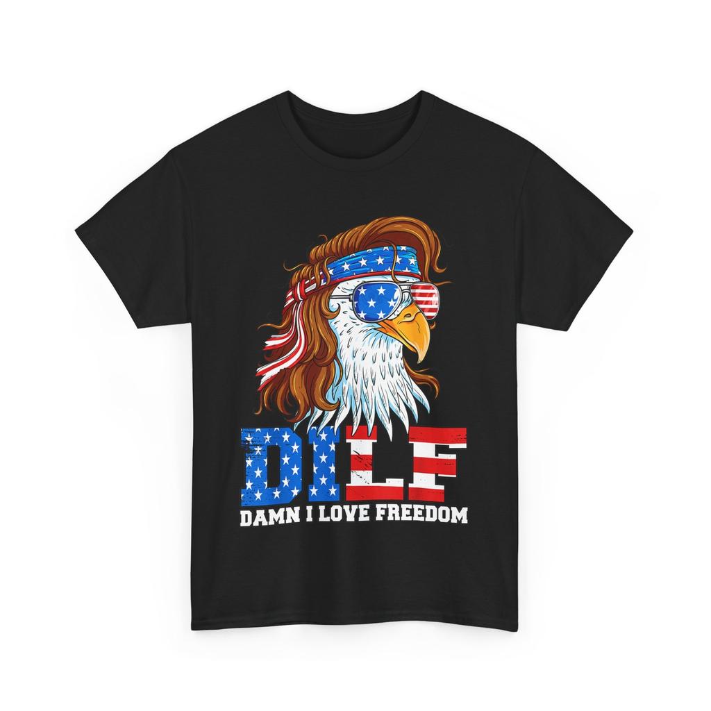 4th of July Eagle DILF Damn I Love Freedom American Flag Patriotic Shirt