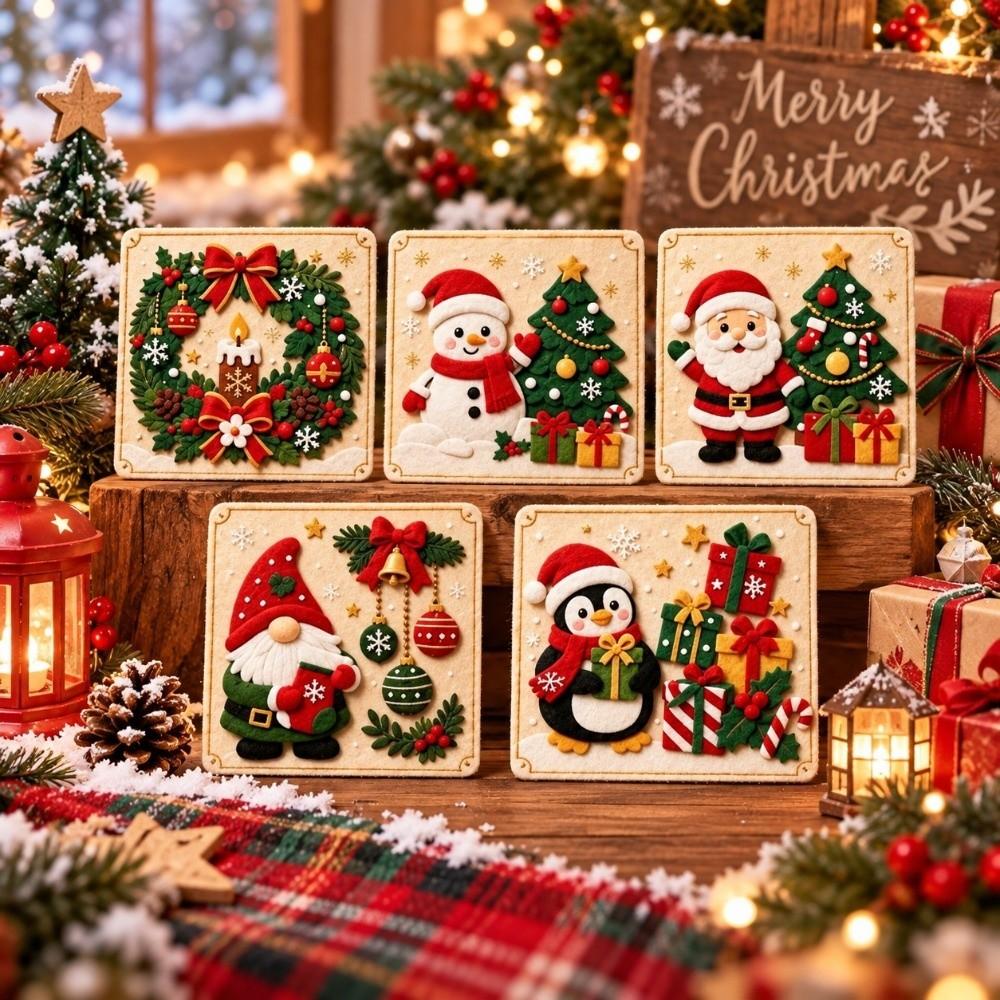 Reindeer Christmas Wooden Card Ornaments Santa Claus Christmas Decorations Holiday