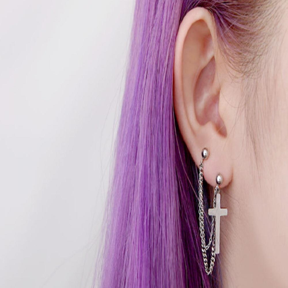 Surgical Piercing Double Chain Cross Piercing