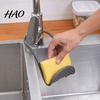 Compact Kitchen Sink Organizer Faucet Hanging Sponge Holder, Self-Draining Flexible Organizer, Durable PP Caddy Mount Drying Rack for Cleaning