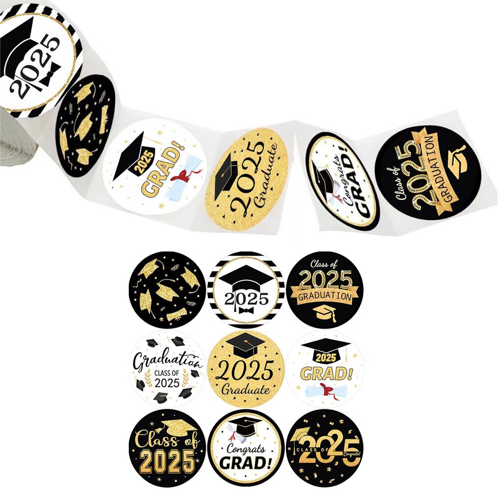 500 Counts 2025 Graduation Thank You Sticker 1.5Inch Wrapping Labels For Seal Envelope Card Packaging Party Decorating