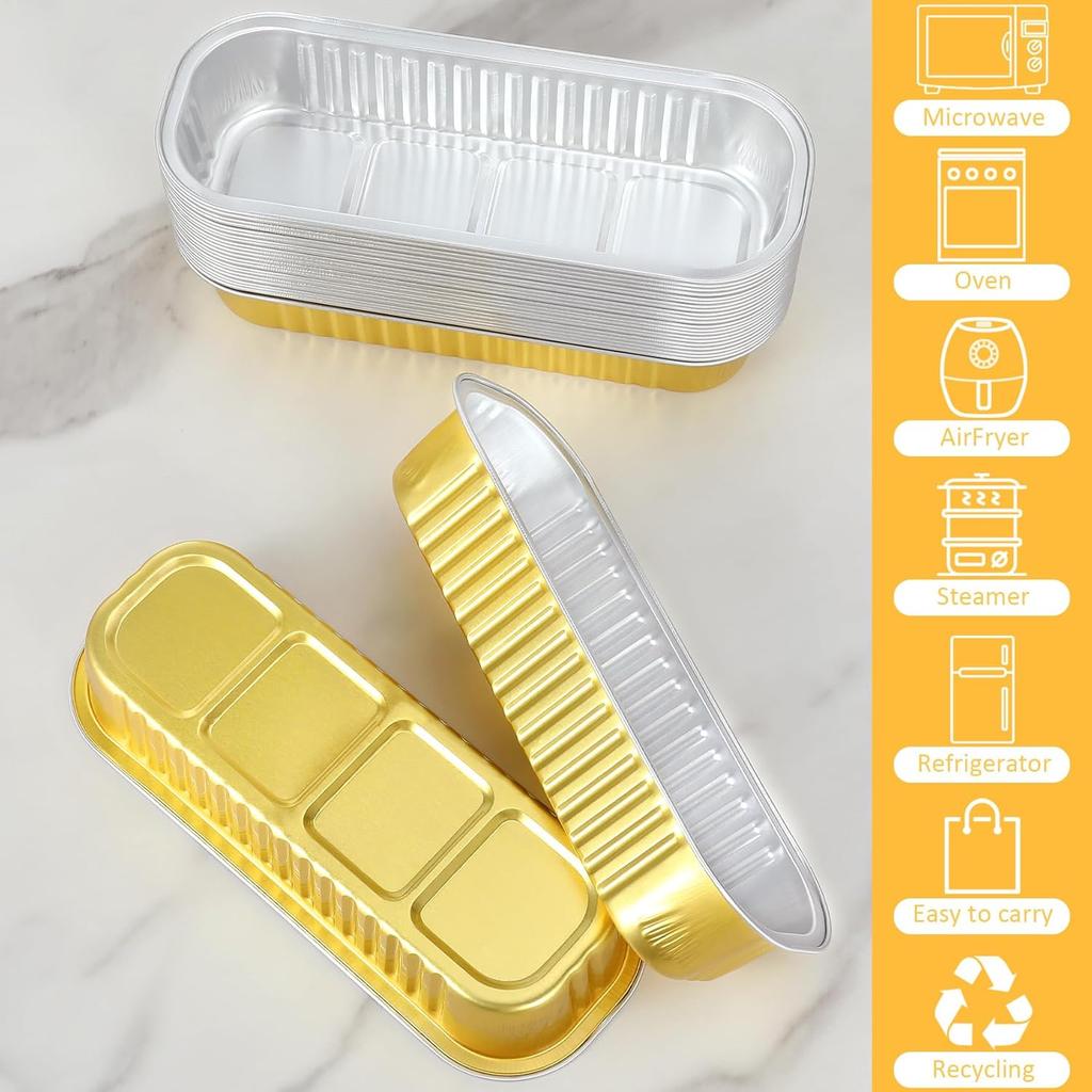 Mini Loaf Pans with Lids and Spoons (100 Pack, Mixed color, 6.8oz) Rectangular Aluminum Foil Baking Pans