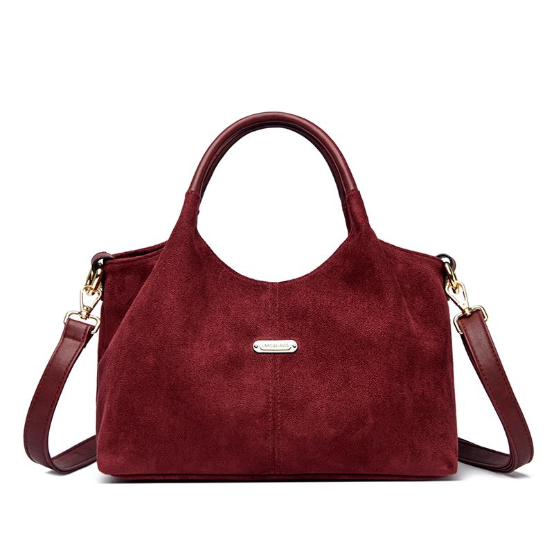 2025 Новый Женский Сумка-Тоут из Замши Матовой Большой Вместимости Ретро Мамина Сумка Наплечная Сумка-Кроссбоди Повседневная Простая Сумка с Верхними Ручками