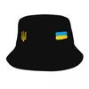 Custom Ukrainian Flag Stripe Bucket Hat Unisex Women Coat Of Arms Of Ukraine Tryzub Outdoor Sun Summer Fisherman Cap