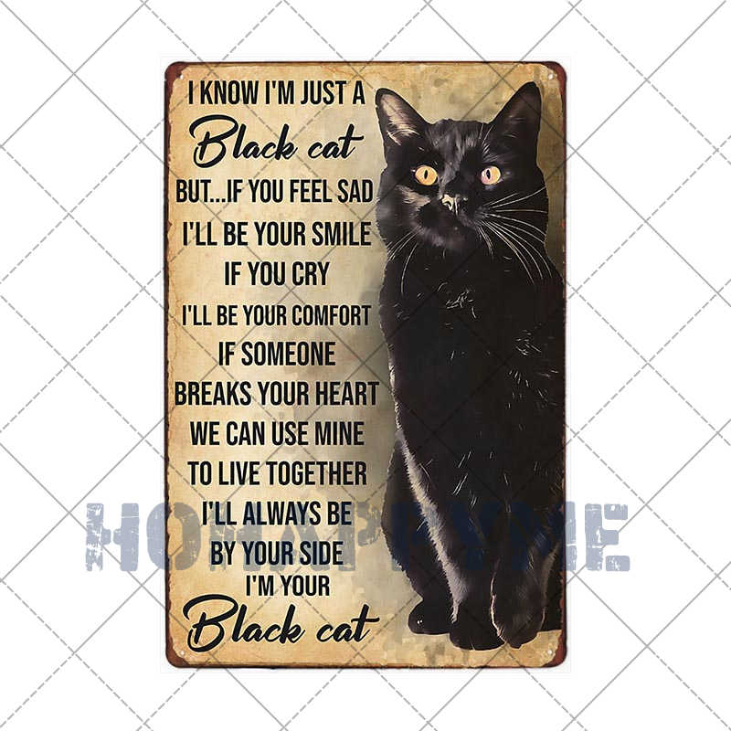 Funny Cat Vintage Metal Sign Plates Decoration House Painting Living Room Pet Shop Poster Wall Retro Decor Art Plaques 20×30cm