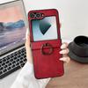 For Samsung Z Flip 7 FE  Leather Finger Ring Bracket Phone Case for Galaxy Z Flip 7 6 5 4 3 3in1 Hinge Protection Cover