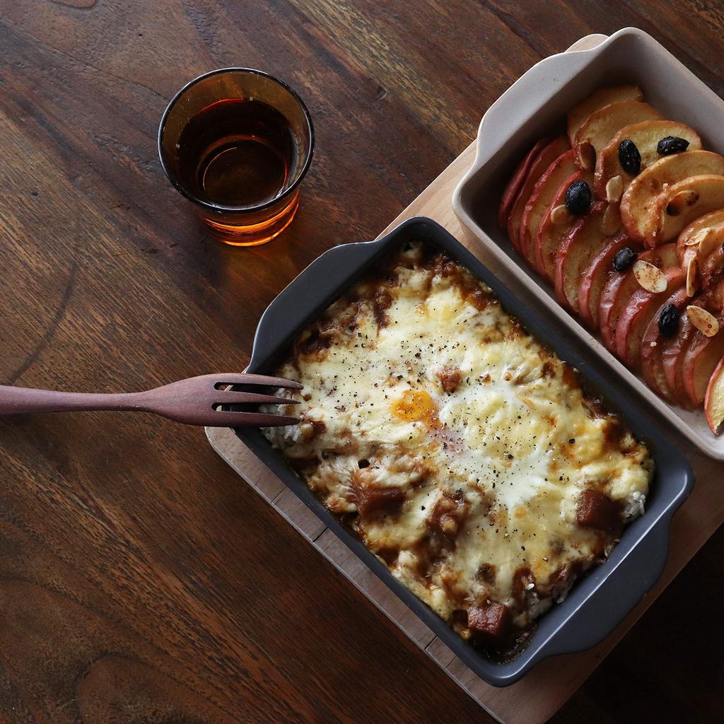 LOLO Thechef Форма для выпечки Фарфоровая форма Сделано в Японии Термостойкая Открытое пламя, плоская, тепло-серая (S + крышка)