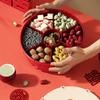 7-Compartment Drum Shape Nut Serving Tray Round Dustproof New Year Candy Box with Lid Sealed Spring Festival Snack Serving Plate