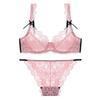 Sexy Lace Ribbon Bra Underwear for Women Bra and Shorts Set Pink S [MR Collection]