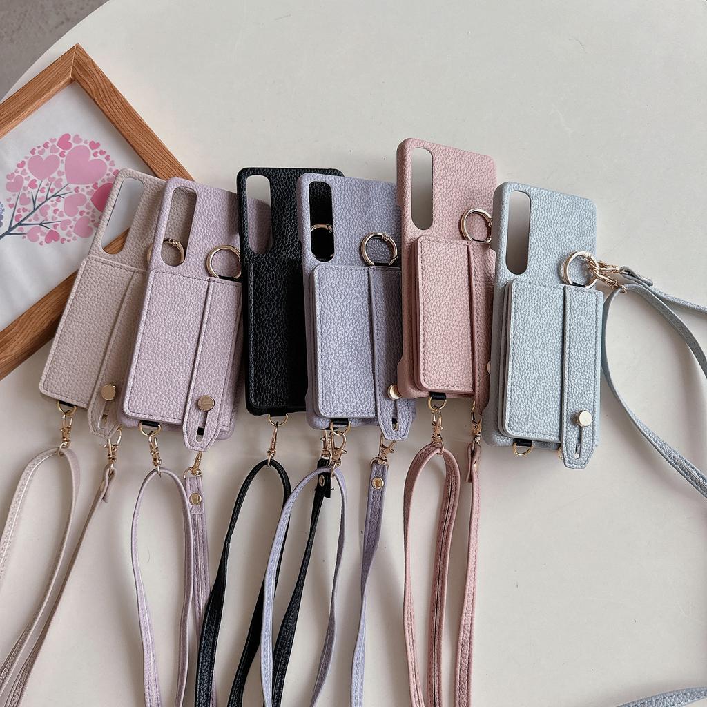 Ремешок на запястье Crossbody Кольцо-держатель Магнитный кошелек Кожаный чехол Для Sony Xperia 1V 10V 5V 5IV 10IV 1IV 5V Длинный шнурок Чехол-сумка