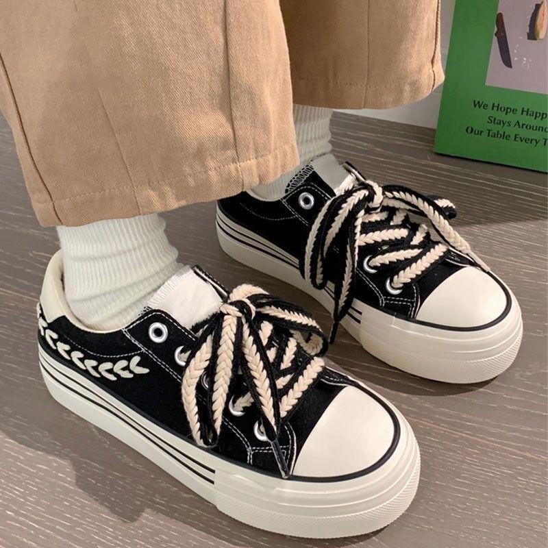 Модные женские туфли на платформе из парусины, увеличивающие рост, толстые кроссовки для девушек и девушек, уличные кроссовки, женская обувь на толстой подошве