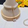 Корейская версия выдвижной двутональный браслет из натурального пресноводного жемчуга, простой, с индивидуальностью, для поездок на работу, высококлассный жемчужный браслет, новая модель для женщин