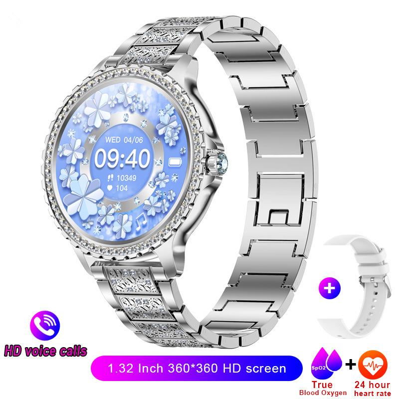 2025 Fashion Luxury Gold Women Smart Watch Heart Rate Blood Oxygen Sleep Monitoring Diamond Bracelet Bluetooth Call Smartwatch Ladies