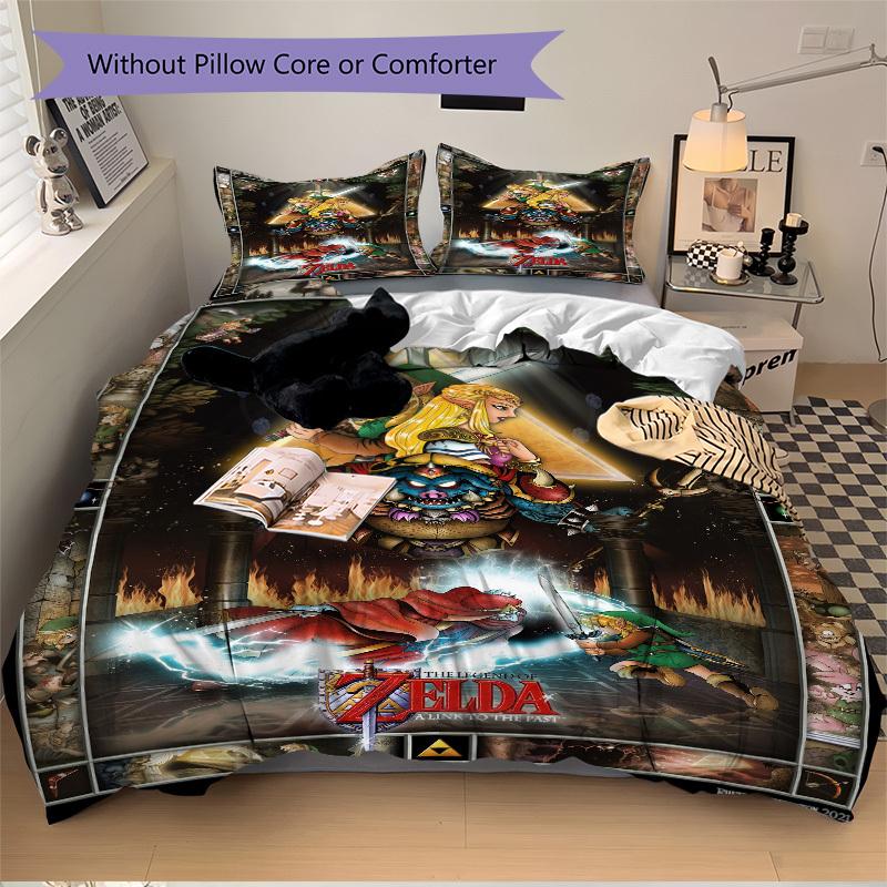 The Legend of Zelda: A Link to the Past Bedding Set Comforter Cover Gift for Bedroom,Includes 1 Cover and 2 Pillowcases, No InsertB432