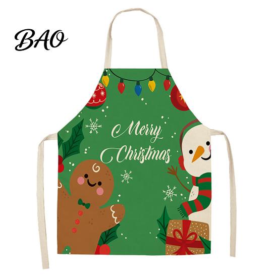 Adult Adjustable Holiday Apron Christmas Apron, Santa Claus/Elk/Gingerbread Man/Snowman Print Cooking Bib, Waterproof Oil Proof Grill Non-woven