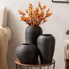 От пола до потолка Однотонная Черная Ваза Сухоцветы Гидропонная Ваза Керамика Дом Ретро Фарфор Декоративные Украшения