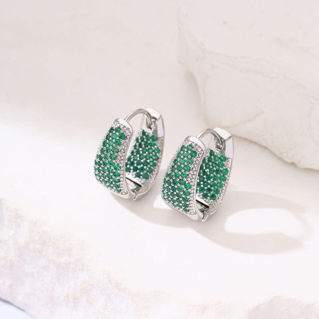 Цветные циркониевые геометрические серьги-каффы в виде треугольников - Легкая роскошь, Изысканная модная бижутерия