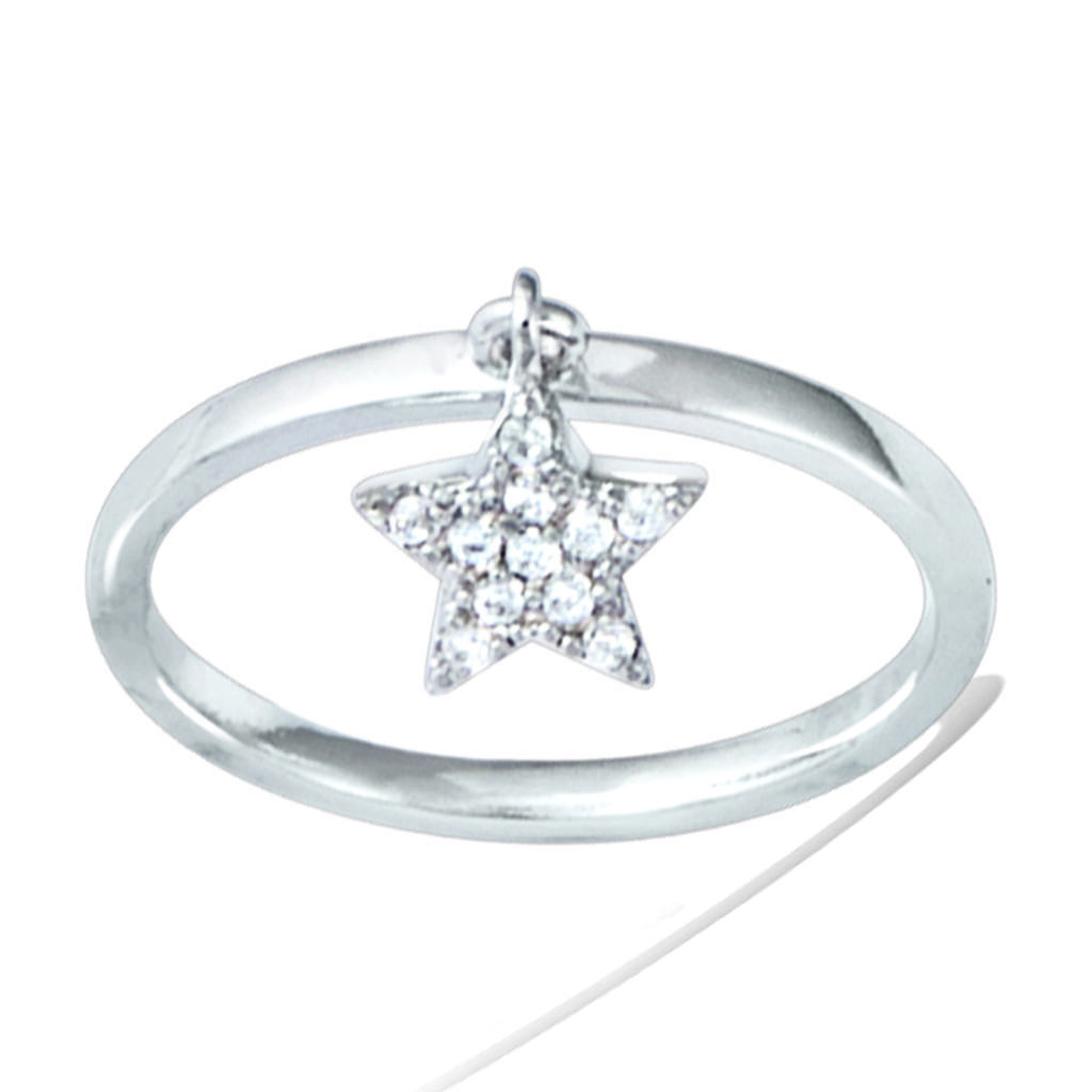 Silver Ring 'A Star Is Born' White Silver (rhodium) - 8 Mm