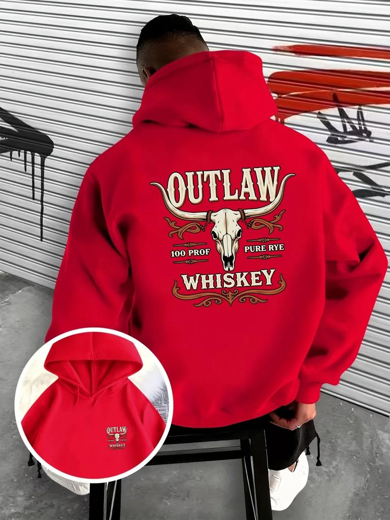 Autumn and Winter New Men's and Women's Hooded Sweatshirt, Front and Back Double-Sided Cow Head Print Gothic Style Hip-Hop Trend