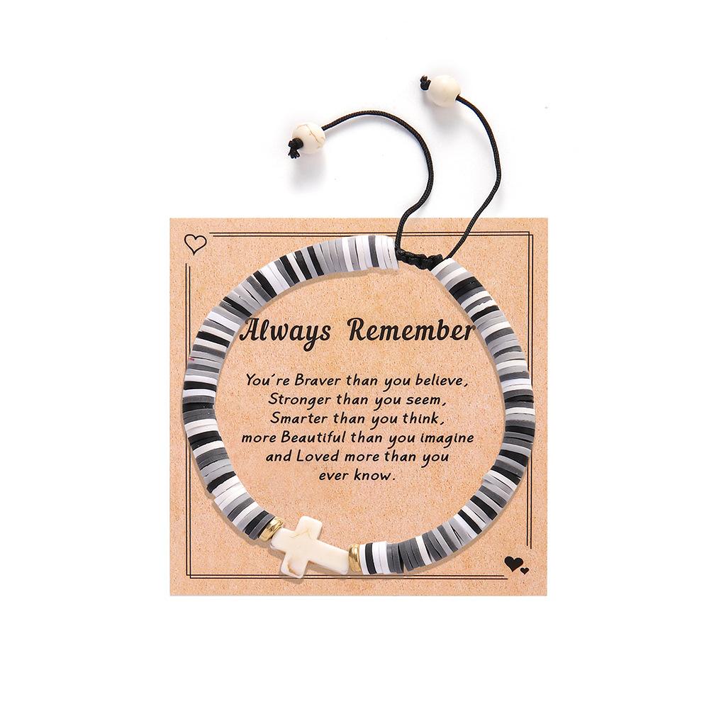 Popular jewelry cards, simple and fashionable style, various colors, cross, soft pottery bracelet, adjustable bracelet, bracelet.