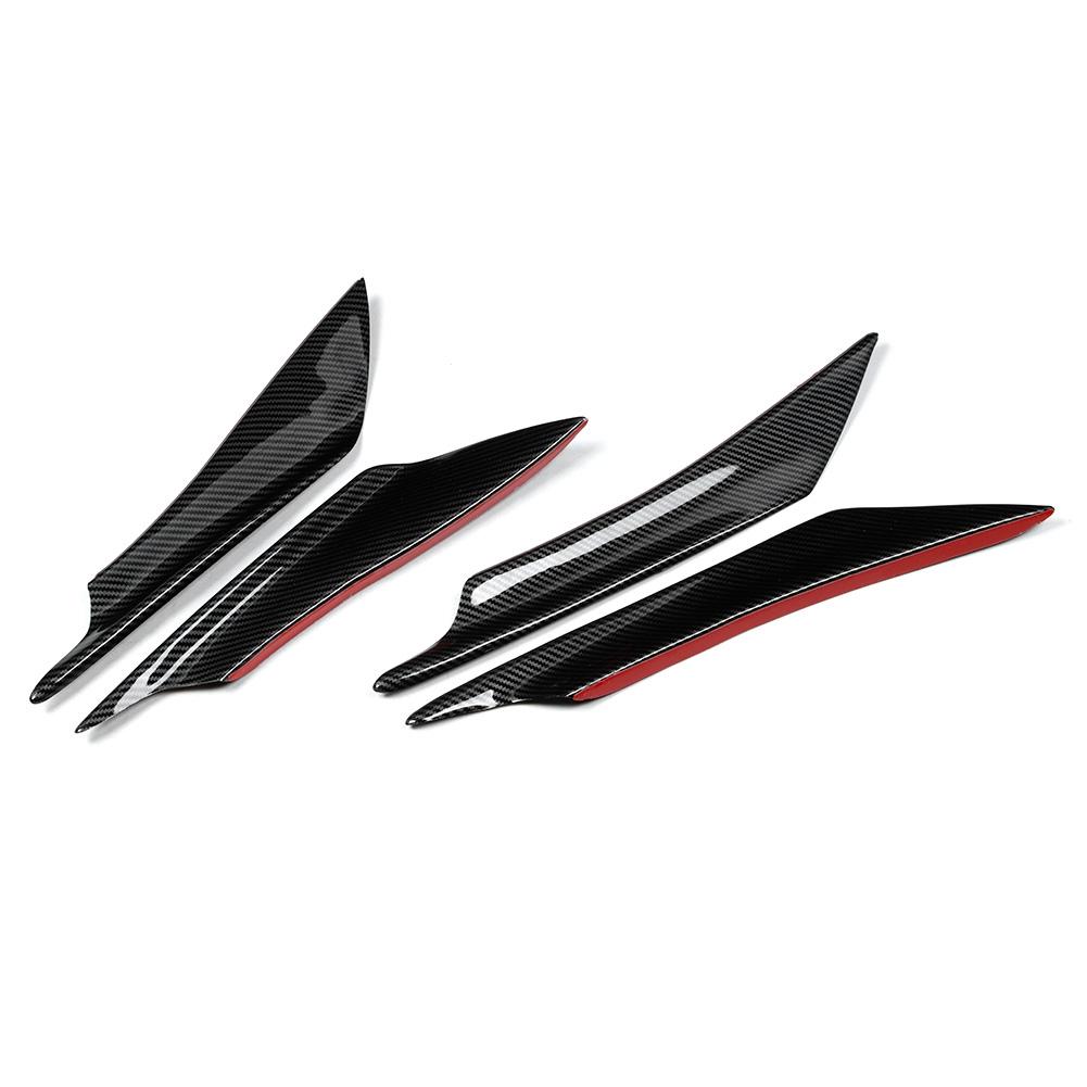 4Pcs Set Universal Carbon Fiber Style Car Front Bumper Canards Splitter Fins Deflector