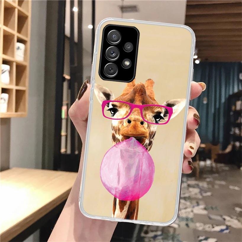 Милый мультяшный жираф, животное, мягкий чехол для телефона для Samsung Galaxy A51 A50 A71 A70 A10 A20E A30 A40 A41 A31 A21S A11 A6 A7 A8 A9 Plus