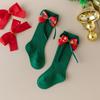 Red Kids Red Socks Cotton Bow Middle Tube Socks Soft Baby Middle Tube Socks  Autumn Winter