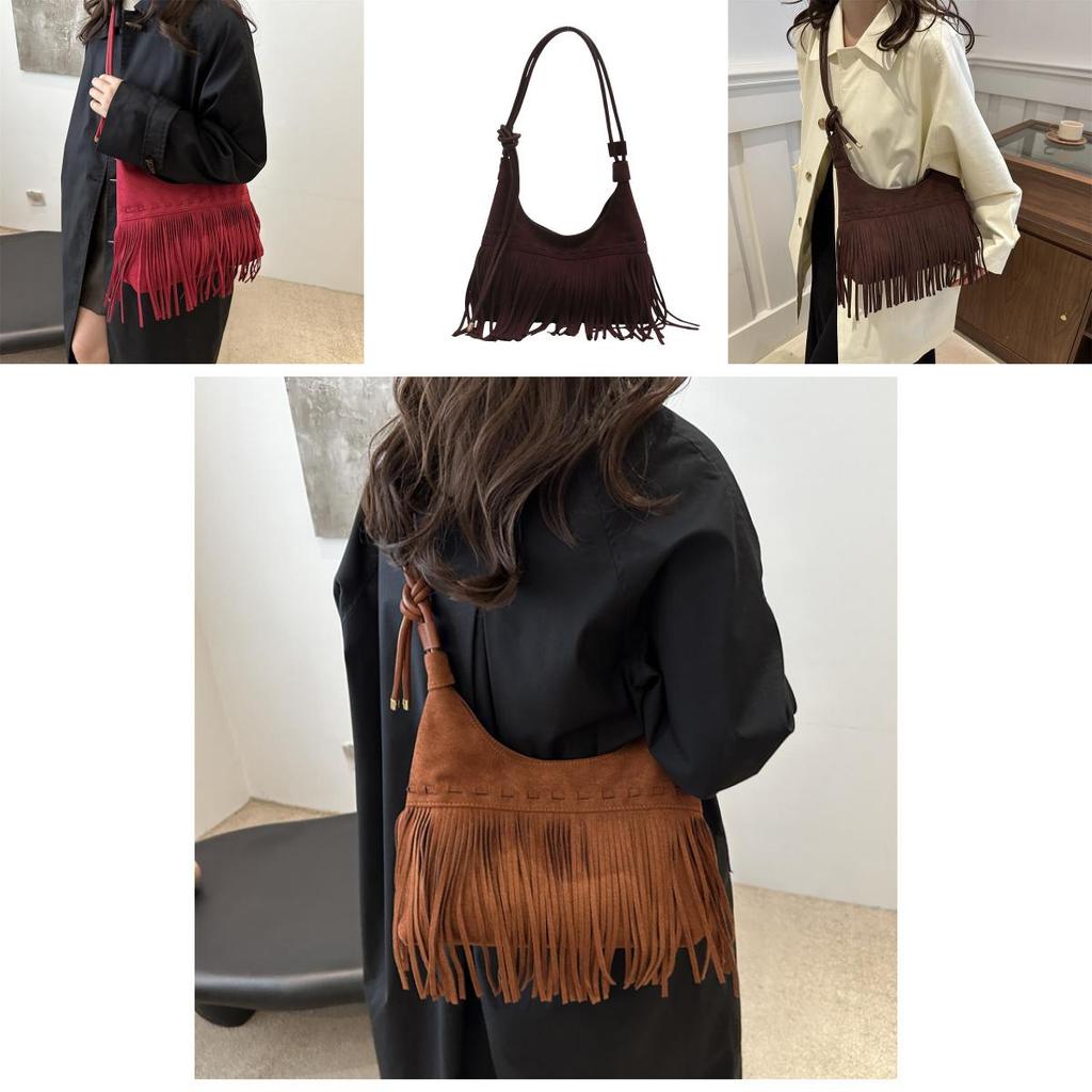 Vintage Stylish Women's Fringe Tote Bag Large Capacity Chic Everyday Handbag