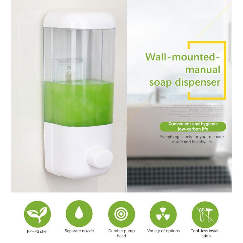 Bathroom Non-Punching Manual Press Soap Dispenser Wall Hanging Traceless Paste Disinfectant Bottle Transparent Dispenser