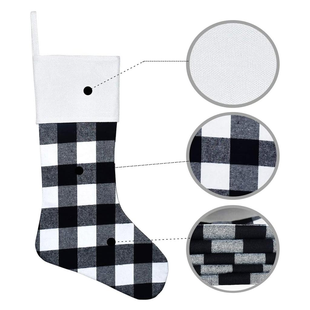 Рождественские чулки в клетку с плюшевыми манжетами, декор для чулок, подарочный пакет