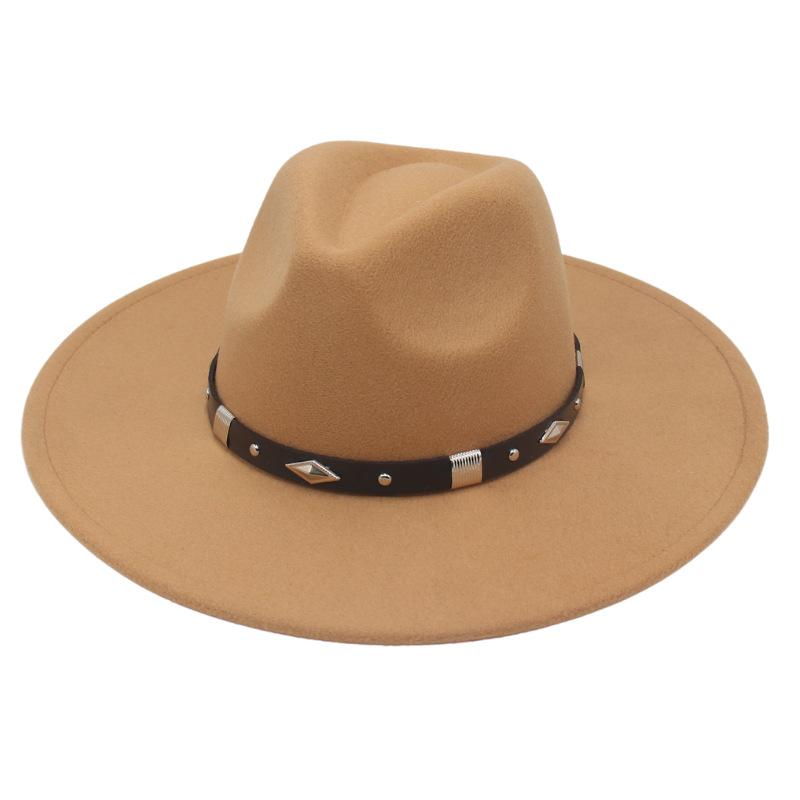 Шляпа-цилиндр с широкими полями, металлические аксессуары для ремня в форме ромба, джазовая шляпа, мужская и женская, британский стиль