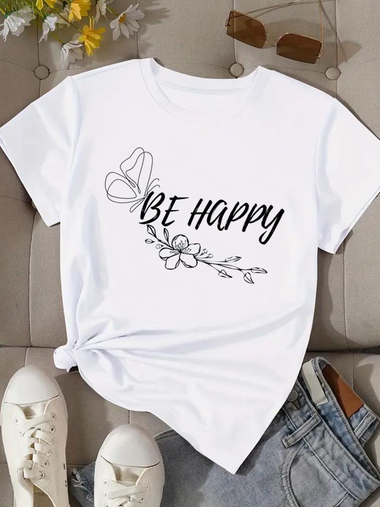 (Азиатский размер) Принт Мода Женская Футболка Топ Женская Одежда Футболка принт сердце любовь Женская Футболка с Коротким Рукавом Графические Футболки