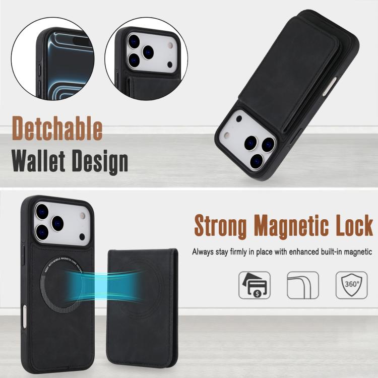 YM030 Retro Faux Leather Magnetic Detachable Wallet Phone Case