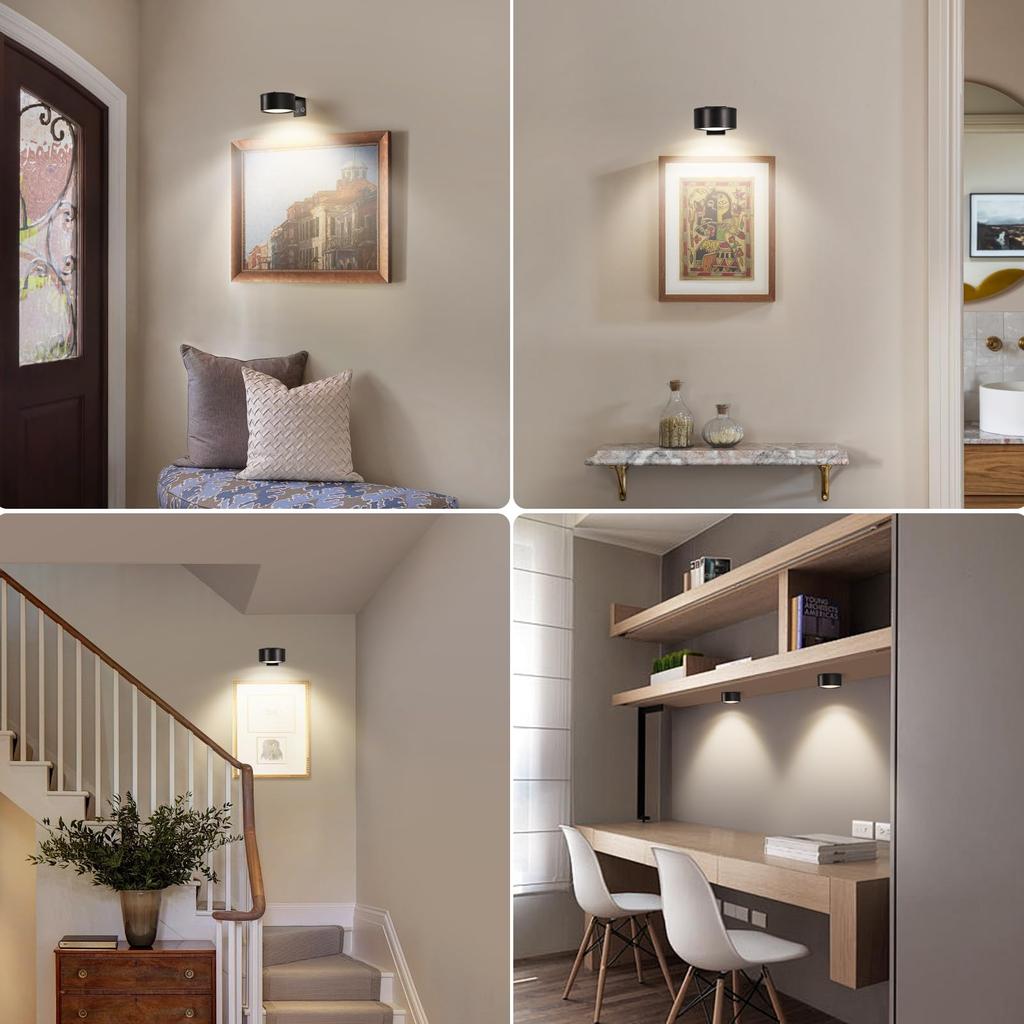 3 шт. Настенные светильники для картин на батарейках, Светодиодные светильники для постеров с 3 режимами освещения, Магнитный галерейный светильник для картин