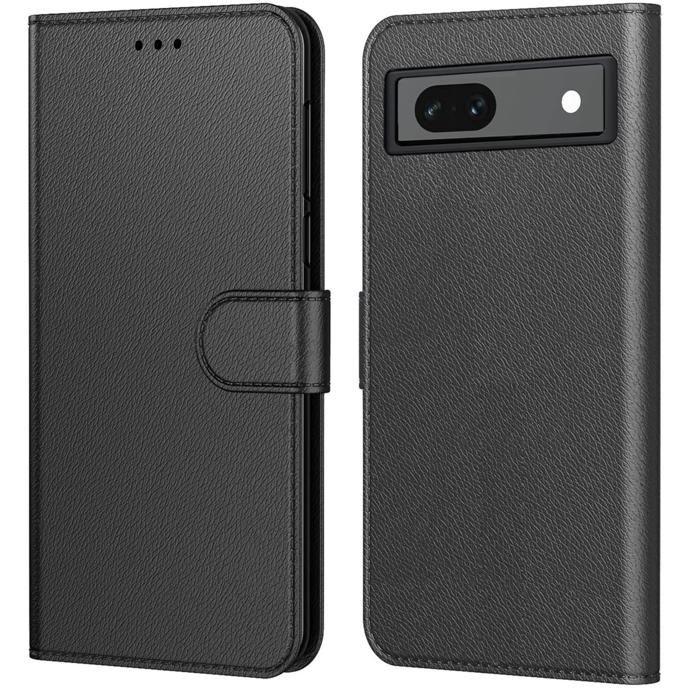 Coque pour Google Pixel 7a - Portefeuille Noir Rabat Clapet Aimanté Rangement Cartes Phonillico®