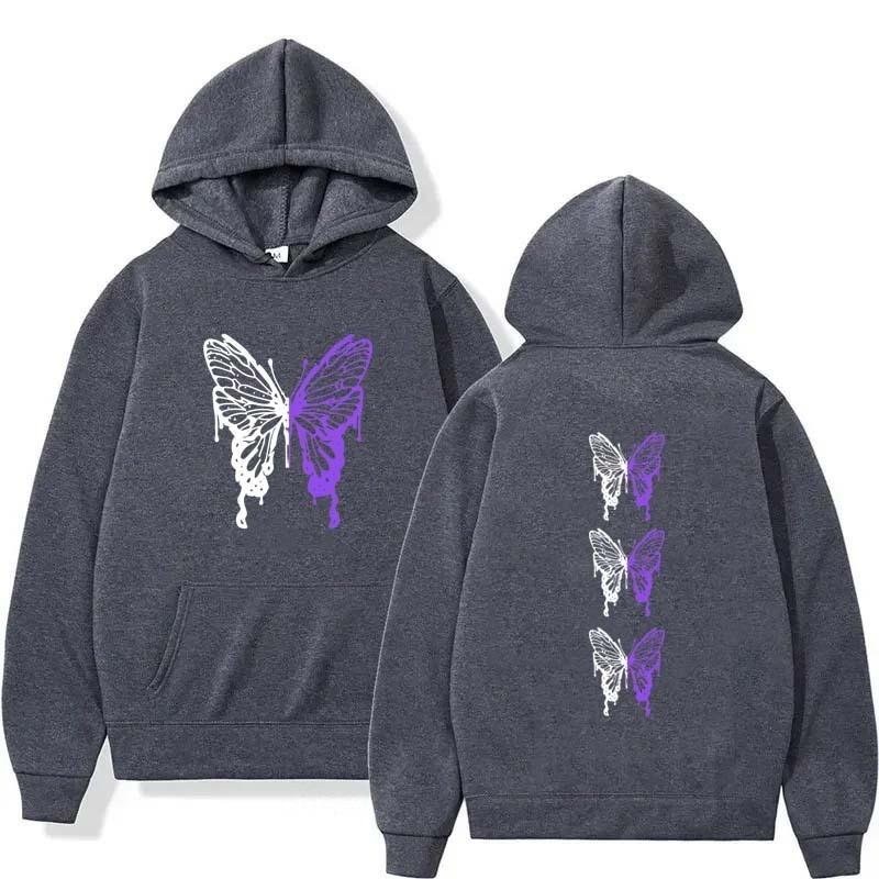 Women Men New Butterfly Pattern Hoodie Fashion Casual Sports Long Sleeve Pullover Autumn Winter Cotton Neck Vintage Sweatshirts