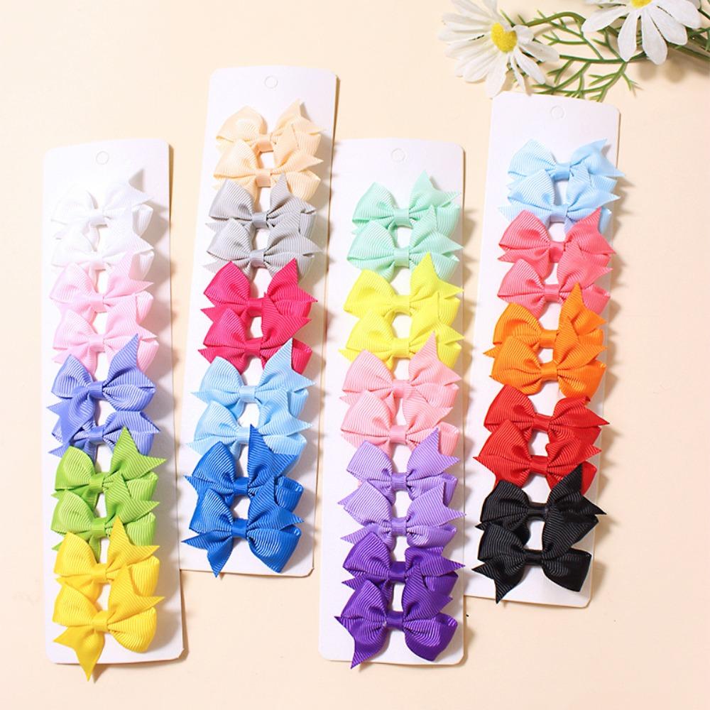 10Pcs/pack Multi-color Kids Hair Clips Solid Color Bowknot Barrettes Bow Hairpin  Hair Accessories