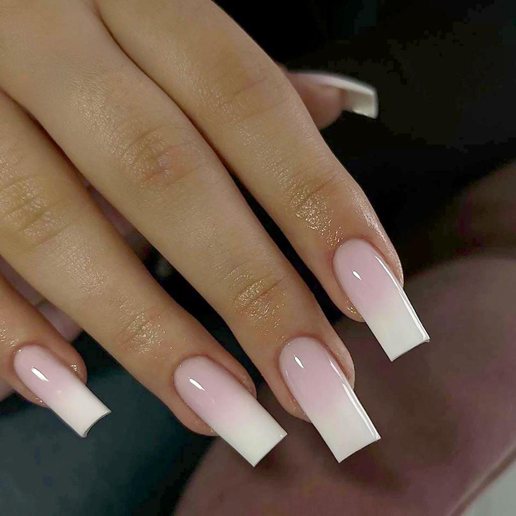 French Medium Length False Nails 24Pcs Lightweight Comfort Fit Manicure Kit for Daily and Special Occasions