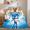 Cartoon Sonic Hedgehog Print Blanket Warm Comfortable Flannel Cover For Bedrooms, Sofas, Beds, Chairs LXRa38