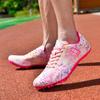 Pink Track Spikes Shoes Woman Men Running Shoes With Nails Unisex Professional Non-slip Speed Athletics Sneakers Man Trainers