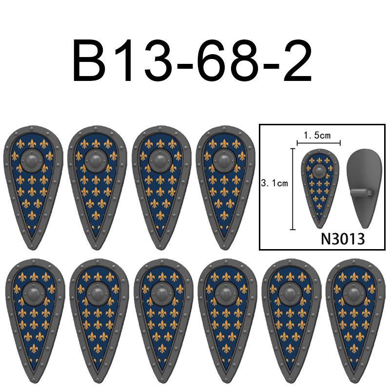 MOC Средневековый Военный Замок Оружие Римский Рыцарь Шлем Щит Аксессуары Строительные Блоки Зеленый Дракон Лев Крестоносец Кирпичи Игрушка