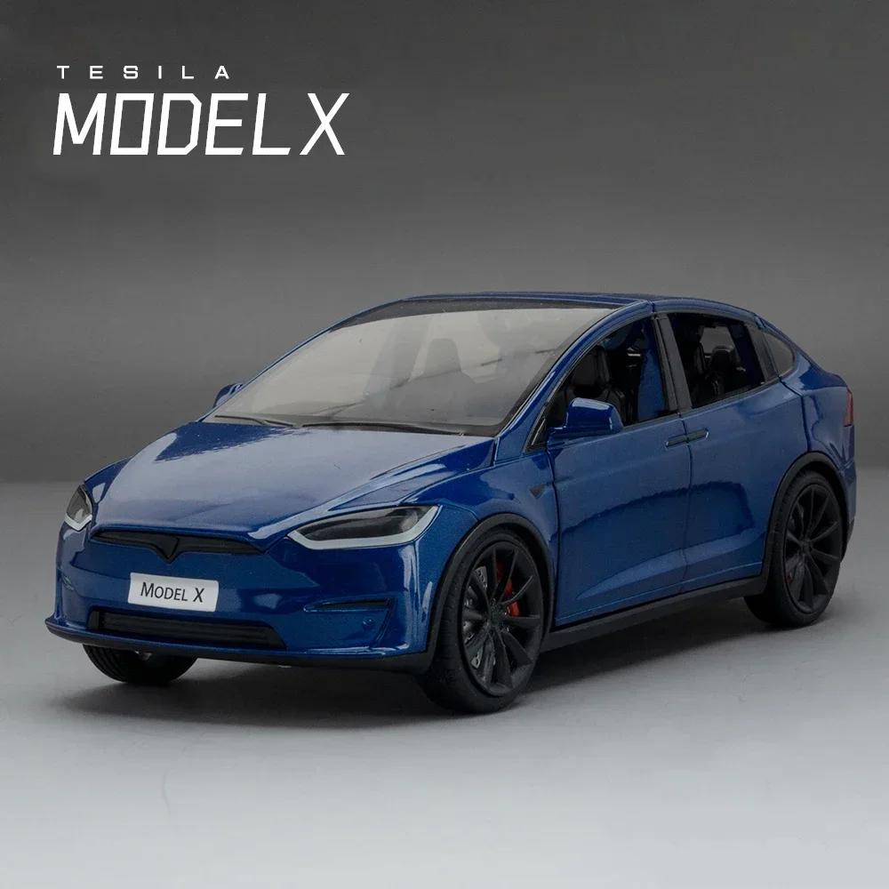 1:24 Модель Tesla X Модель Tesla 3 Сплав Литой Игрушечная Модель Автомобиля Звук и Свет Детская Игрушка Коллекционные Предметы Подарок на День Рождения