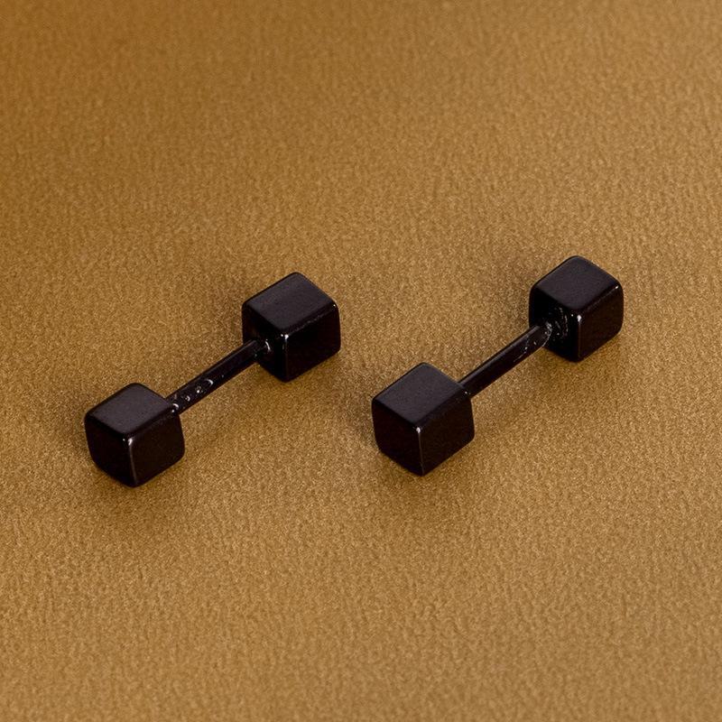 Banyan Tree S925 Silver Square Twist Buckle Earrings for Versatile Daily Wear