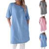 Модная футболка с круглым вырезом, свободные удобные повседневные однотонные платья трапециевидной формы с семью рукавами